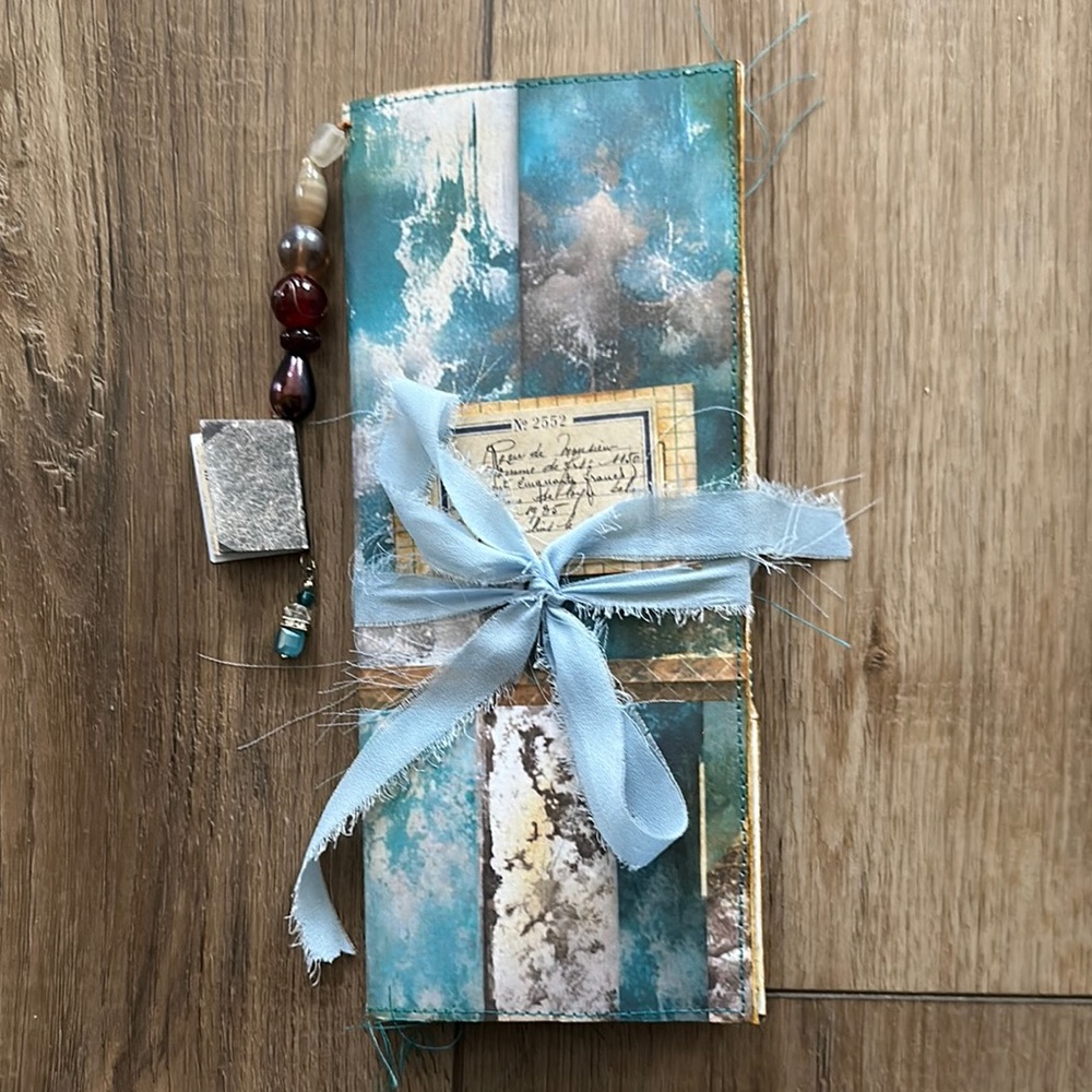 Handmade Junk Journal in blue-turquoise